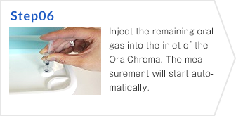 Step06 Inject the remaining oral gas into the inlet of the OralChroma. The measurement will start automatically.